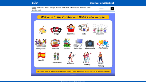Screenshot of the Comber and District U3A website