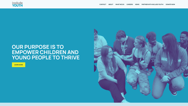 Screenshot of the Include Youth website
