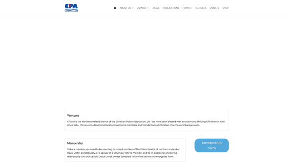 Screenshot of the Christian Police Association Northern Ireland website