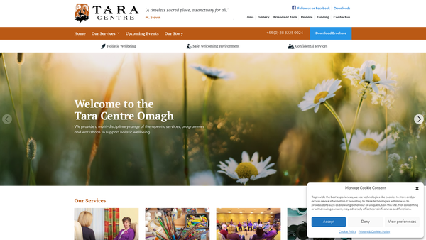 Screenshot of the Tara Centre website