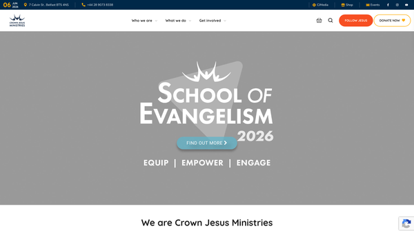 Screenshot of the Crown Jesus Ministries website