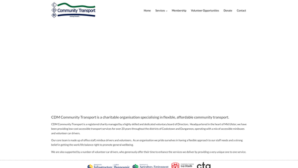 Screenshot of the CDM Community Transport website