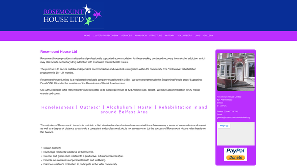 Screenshot of the Rosemount House Ltd website