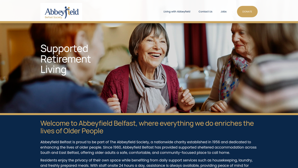 Screenshot of the The Abbeyfield Belfast Society Limited website