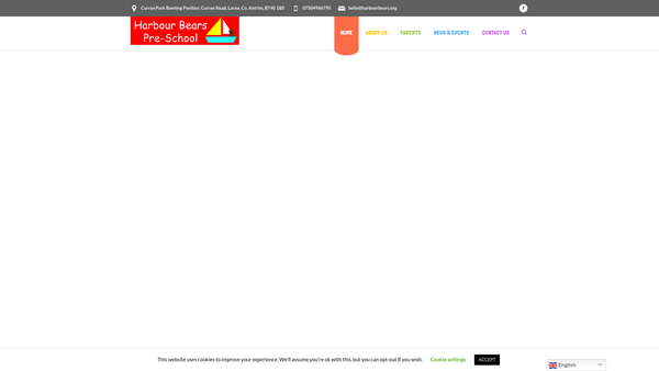 Screenshot of the Harbour Bears Pre-school website