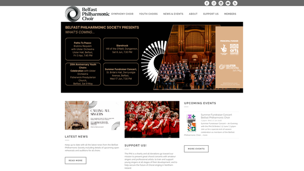 Screenshot of the Belfast Philharmonic Society website