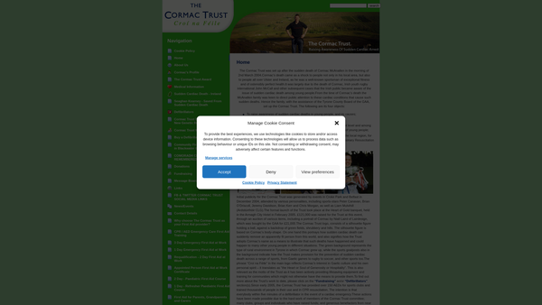 Screenshot of the The Cormac Trust website