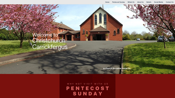 Screenshot of the Christchurch Carrickfergus website