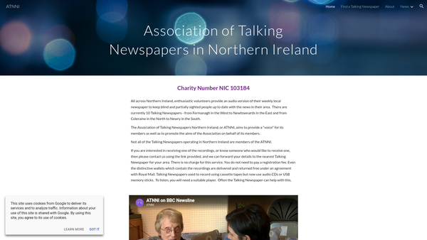 Screenshot of the Sound Around Ards Talking Newspaper website