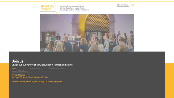 Screenshot of the Belfast City Vineyard Church website