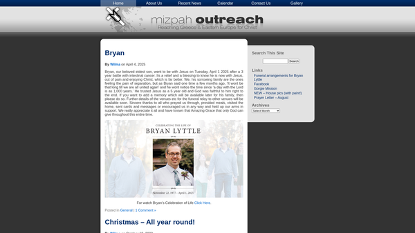 Screenshot of the Mizpah Trust (N Ireland) website