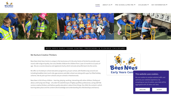 Screenshot of the Bees Nees Early Years Centre website