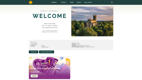 Screenshot of the Downpatrick/Lecale Group/The Cathedral Church of Holy Trinity/Down & Dromore/Church of Ireland website