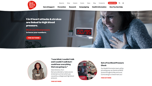 Screenshot of the Northern Ireland Chest Heart & Stroke website