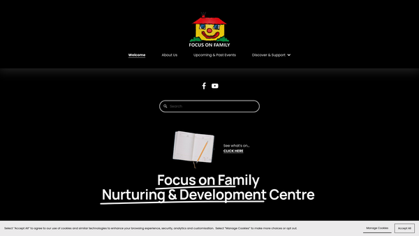 Screenshot of the Focus on Family Nurturing & Development Centre website