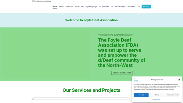 Screenshot of the Foyle Deaf Association website