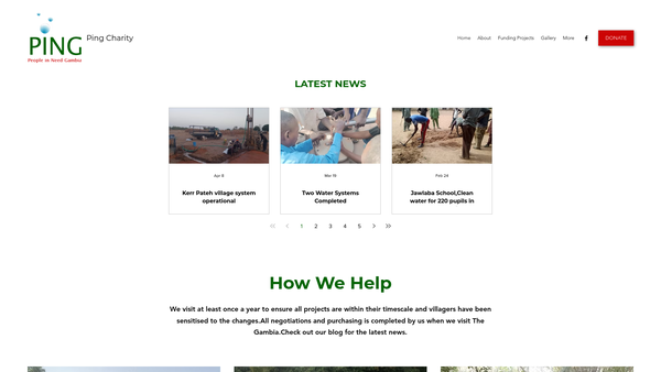 Screenshot of the PING CHARITY(People in Need Gambia) website