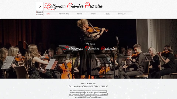 Screenshot of the Ballymena Chamber Orchestra website