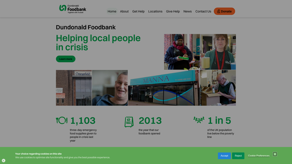Screenshot of the Dundonald Foodbank Limited website