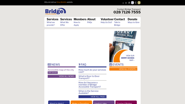 Screenshot of the Bridge Accessible Transport website