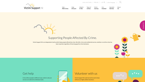 Screenshot of the Victim Support Northern Ireland website