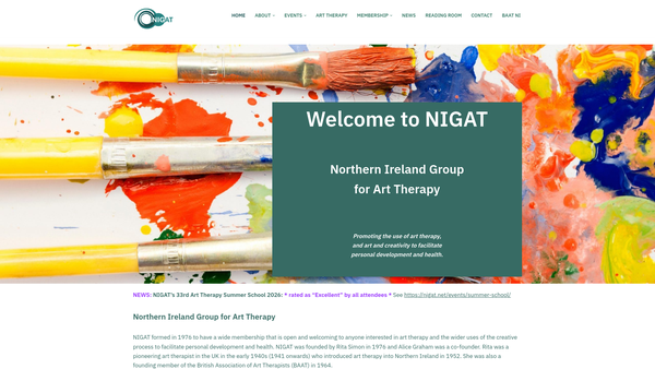 Screenshot of the Northern Ireland Group for Art Therapy (NIGAT) website