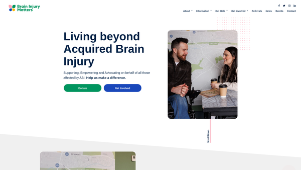 Screenshot of the Brain Injury Matters (NI) website