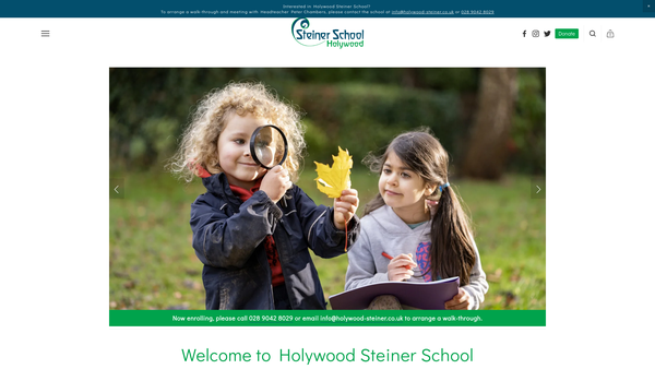 Screenshot of the Holywood Steiner School Limited website