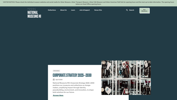 Screenshot of the National Museums and Galleries of Northern Ireland website