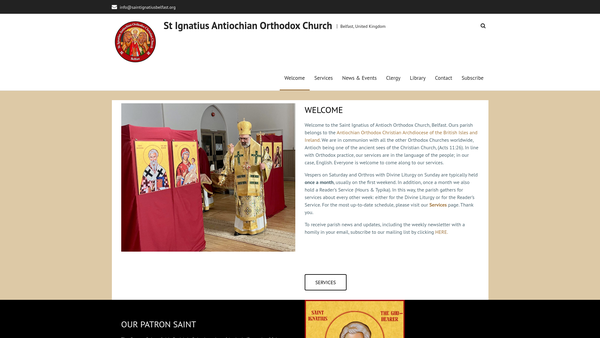 Screenshot of the St Ignatius Orthodox Church website