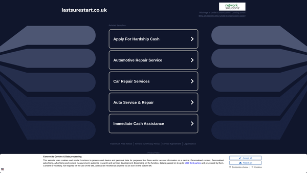 Screenshot of the LAST Sure Start website