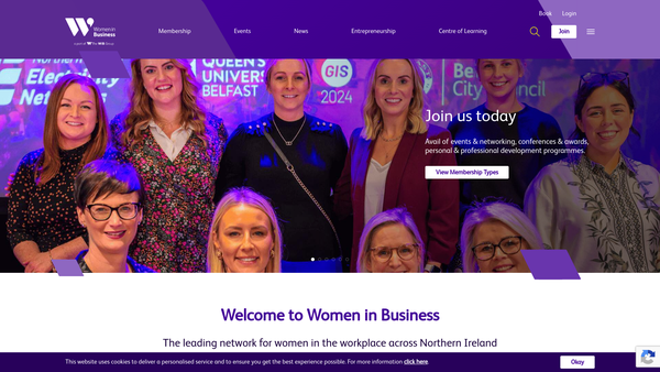 Screenshot of the Women In Business NI Ltd website