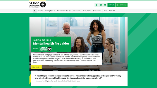 Screenshot of the St John Ambulance (NI) website