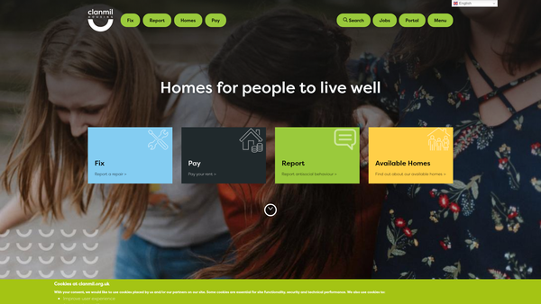 Screenshot of the Clanmil Housing Association Limited website