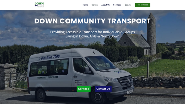 Screenshot of the Down District Accessible Transport website
