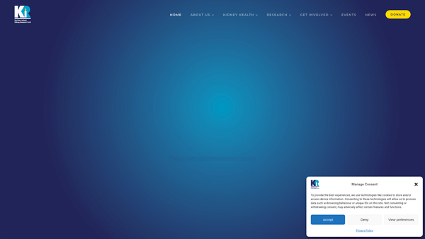 Screenshot of the Northern Ireland Kidney Research Fund website