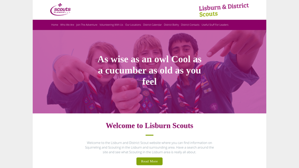 Screenshot of the Lisburn and District Scout Council website