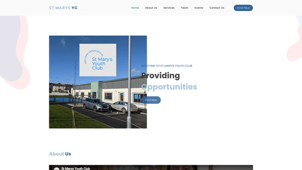 Screenshot of the St Mary's Youth Club website