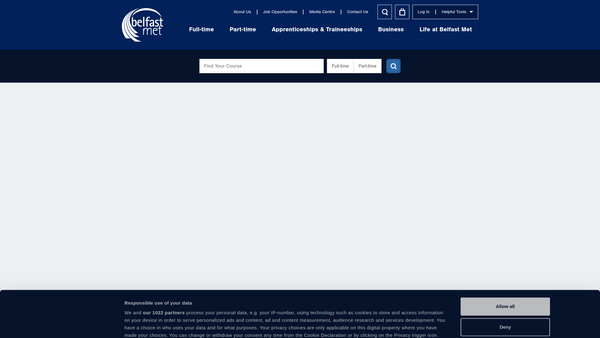 Screenshot of the Belfast Metropolitan College Trust website