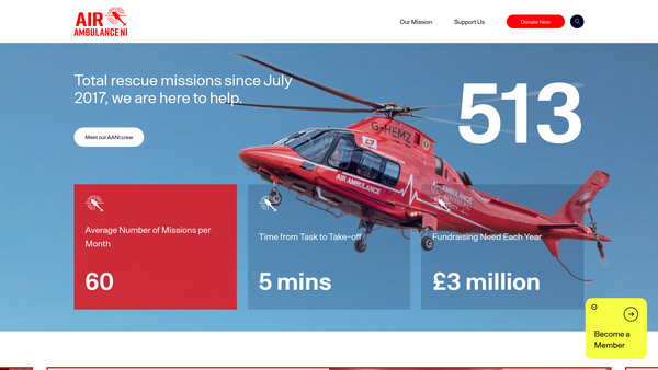 Screenshot of the The Air Ambulance Northern Ireland website