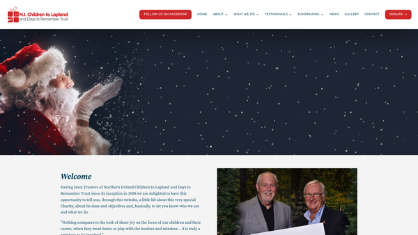 Screenshot of the NI Children to Lapland and Days to Remember Trust website