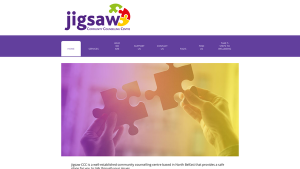 Screenshot of the Jigsaw Community Counselling Centre website