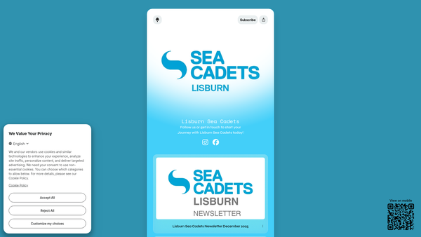 Screenshot of the Lisburn Sea Cadets website