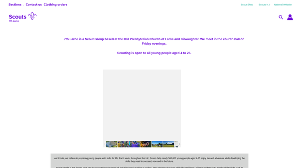 Screenshot of the 7th Larne Scout Group website