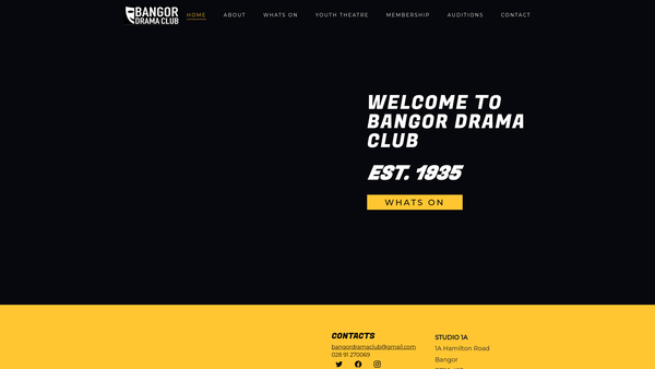 Screenshot of the Bangor Drama Club Ltd website