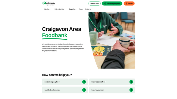 Screenshot of the Craigavon Area Compassion Project website