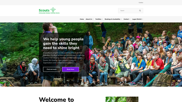 Screenshot of the Lagan District Scouts website