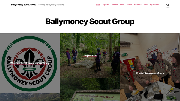 Screenshot of the Ballymoney Scout Group website