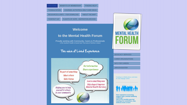 Screenshot of the The Mental Health Forum website