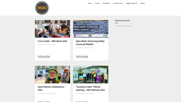 Screenshot of the Magheraveely Community Development Association website